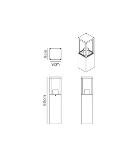 Winfield 60cm Bollard 1 x E27 IP65 Graphite Black -2