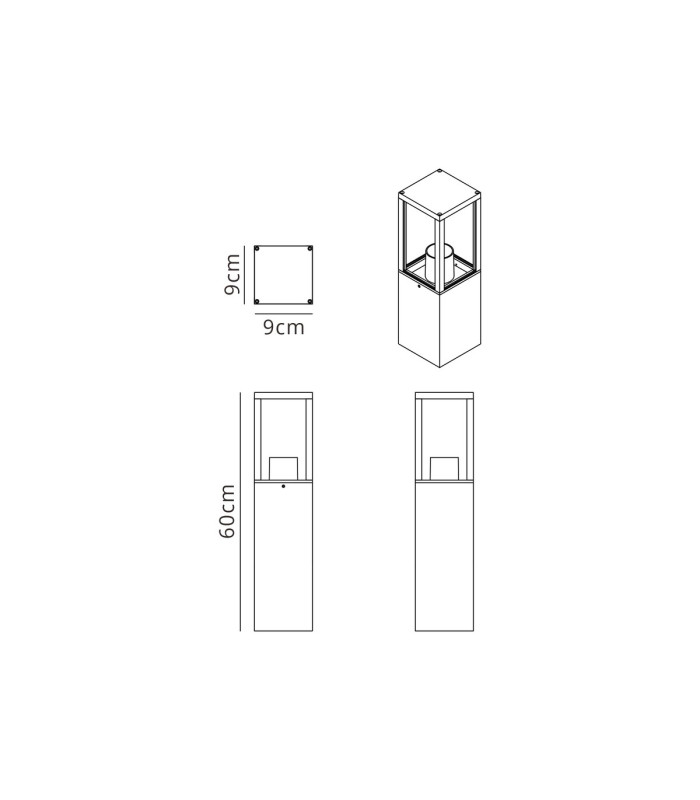 Winfield 60cm Bollard 1 x E27 IP65 Graphite Black -2
