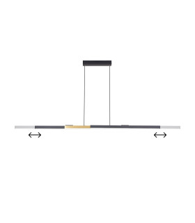 Madison Extendable Linear Pendant  40W LED Remote Control CCT Tuneable White 3000K-6000K 1800lm Satin Black/Gold -1