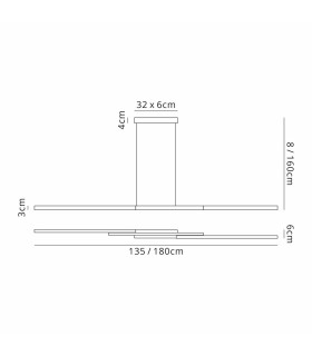 Madison Extendable Linear Pendant  40W LED Remote Control CCT Tuneable White 3000K-6000K 1800lm Satin Black/Gold -2