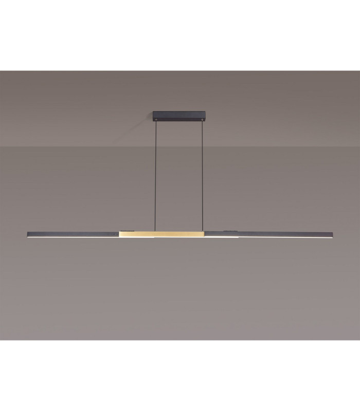 Madison Extendable Linear Pendant  40W LED Remote Control CCT Tuneable White 3000K-6000K 1800lm Satin Black/Gold -3