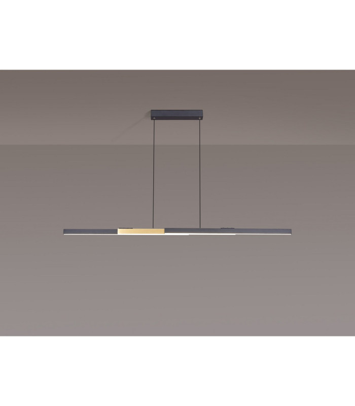 Madison Extendable Linear Pendant  40W LED Remote Control CCT Tuneable White 3000K-6000K 1800lm Satin Black/Gold -14