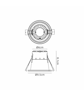 Montauk 5/8W Triac Dimmable 4CCT LED Fire Rated Downlight Black Chrome Inner IP65 -2