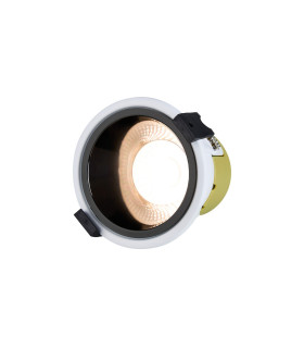Montauk 5/8W Triac Dimmable 4CCT LED Fire Rated Downlight Black Chrome Inner & White Trim