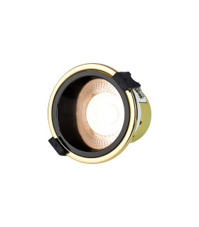 Montauk 5/8W Triac Dimmable 4CCT LED Fire Rated Downlight Black Chrome Inner & Gold Trim IP65 -1