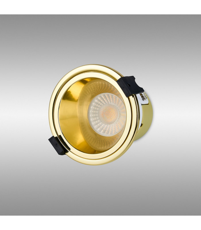 Montauk 5/8W Triac Dimmable 4CCT LED Fire Rated Downlight Gold Inner Cut Out: 70mm 800lm 60° Deg IP65 -11