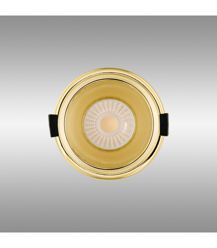 Montauk 5/8W Triac Dimmable 4CCT LED Fire Rated Downlight Gold Inner Cut Out: 70mm 800lm 60° Deg IP65 -13