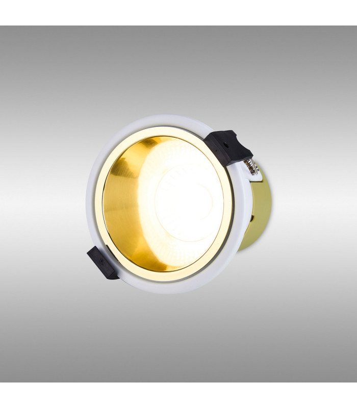 Montauk 5/8W Triac Dimmable 4CCT LED Fire Rated Downlight Gold Inner & White Trim IP65 -3