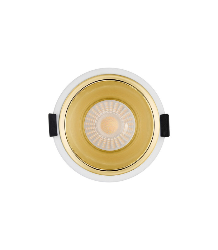 Montauk 5/8W Triac Dimmable 4CCT LED Fire Rated Downlight Gold Inner & White Trim IP65 -9