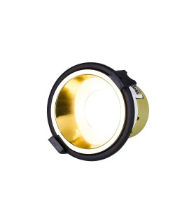 Montauk 5/8W Triac Dimmable 4CCT LED Fire Rated Downlight Gold Inner & Black Trim IP65 -1