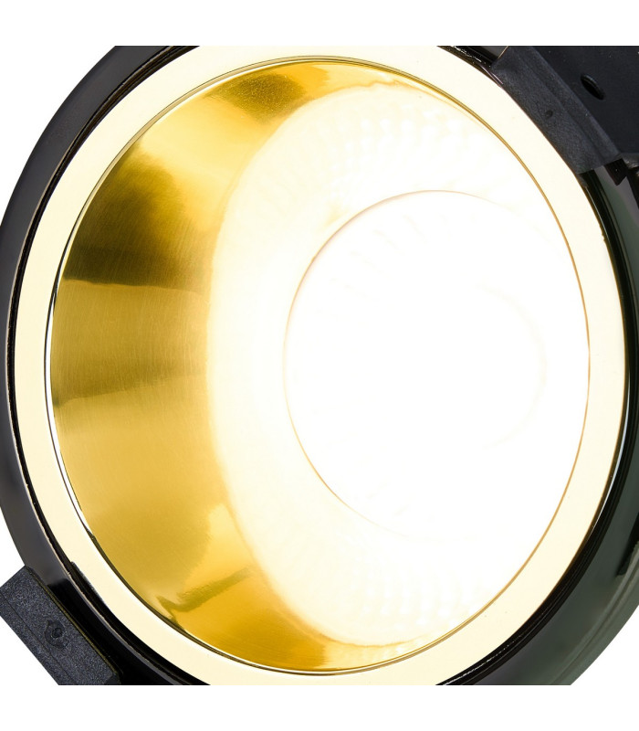 Montauk 5/8W Triac Dimmable 4CCT LED Fire Rated Downlight Gold Inner & Black Chrome Trim IP65 -6