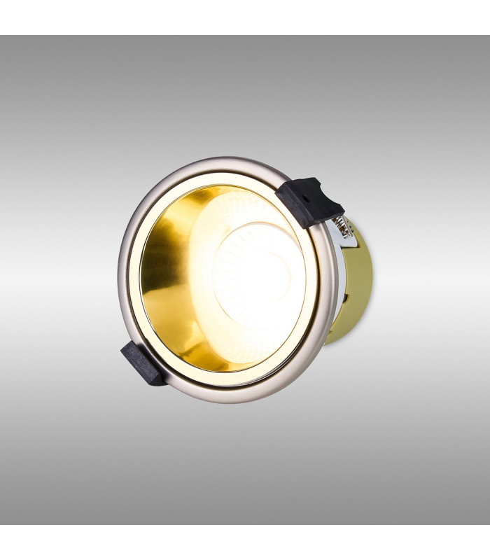 Montauk 5/8W Triac Dimmable 4CCT LED Fire Rated Downlight Gold Inner & Satin Nickel Trim IP65 -3