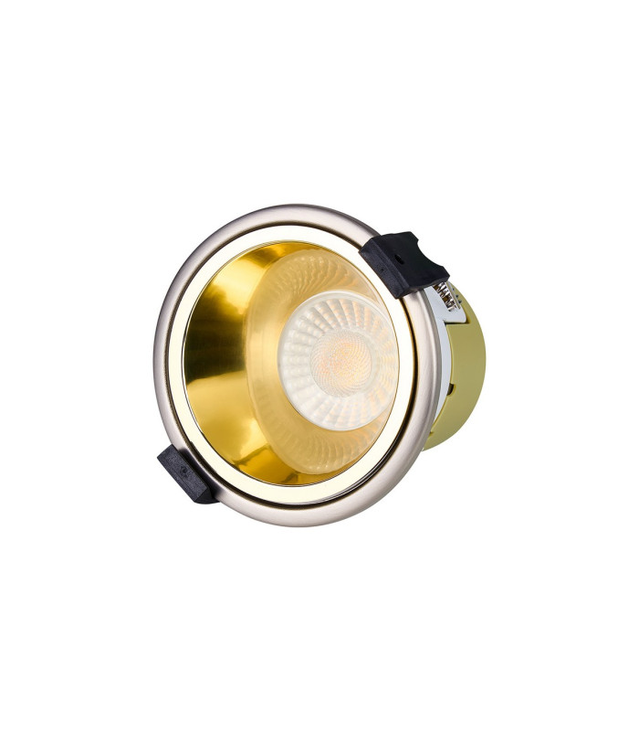 Montauk 5/8W Triac Dimmable 4CCT LED Fire Rated Downlight Gold Inner & Satin Nickel Trim IP65 -4