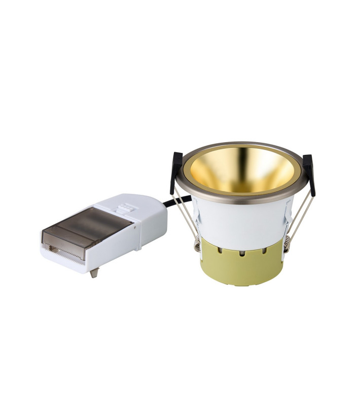 Montauk 5/8W Triac Dimmable 4CCT LED Fire Rated Downlight Gold Inner & Satin Nickel Trim IP65 -5