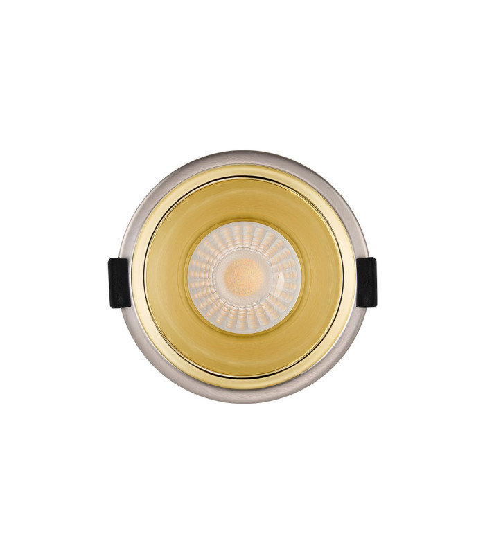 Montauk 5/8W Triac Dimmable 4CCT LED Fire Rated Downlight Gold Inner & Satin Nickel Trim IP65 -9