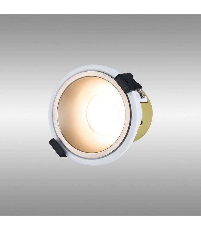 Montauk 5/8W Triac Dimmable 4CCT LED Fire Rated Downlight Satin Nickel Inner & White Trim