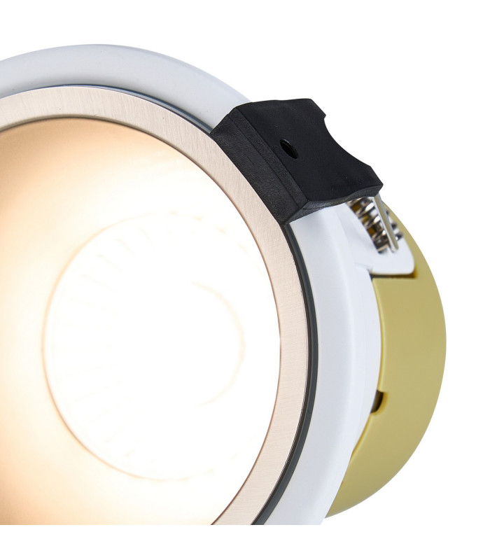 Montauk 5/8W Triac Dimmable 4CCT LED Fire Rated Downlight Satin Nickel Inner & White Trim
