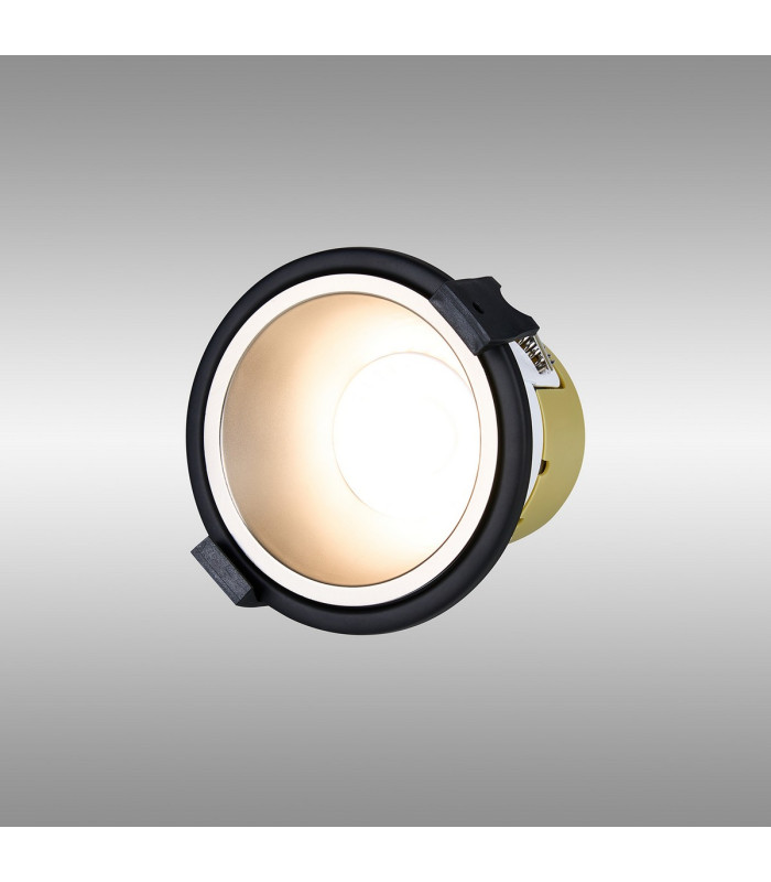 Montauk 5/8W Triac Dimmable 4CCT LED Fire Rated Downlight Satin Nickel Inner & Black Trim