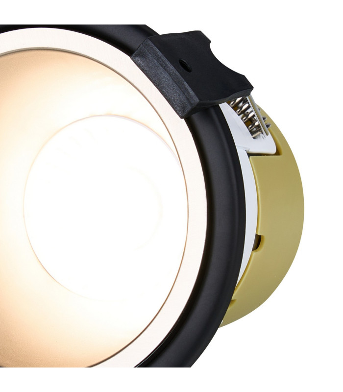 Montauk 5/8W Triac Dimmable 4CCT LED Fire Rated Downlight Satin Nickel Inner & Black Trim