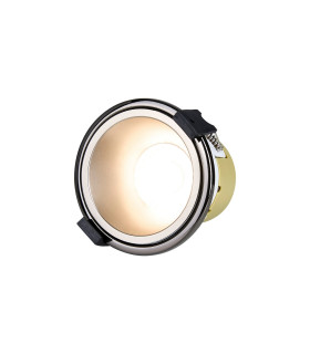 Montauk 5/8W Triac Dimmable 4CCT LED Fire Rated Downlight Satin Nickel Inner & Black Chrome Trim