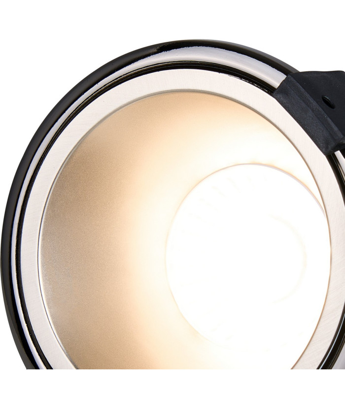 Montauk 5/8W Triac Dimmable 4CCT LED Fire Rated Downlight Satin Nickel Inner & Black Chrome Trim