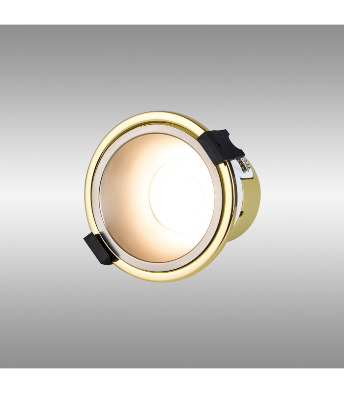 Montauk 5/8W Triac Dimmable 4CCT LED Fire Rated Downlight Satin Nickel Inner & Gold Trim IP65 -3