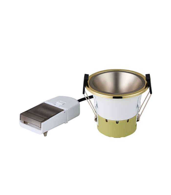 Montauk 5/8W Triac Dimmable 4CCT LED Fire Rated Downlight Satin Nickel Inner & Gold Trim IP65 -5