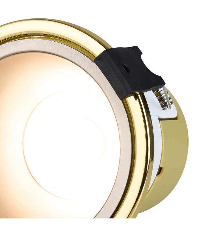 Montauk 5/8W Triac Dimmable 4CCT LED Fire Rated Downlight Satin Nickel Inner & Gold Trim IP65 -6