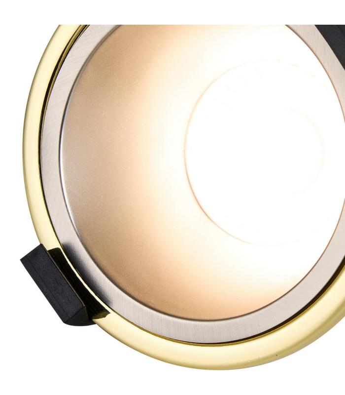 Montauk 5/8W Triac Dimmable 4CCT LED Fire Rated Downlight Satin Nickel Inner & Gold Trim IP65 -7