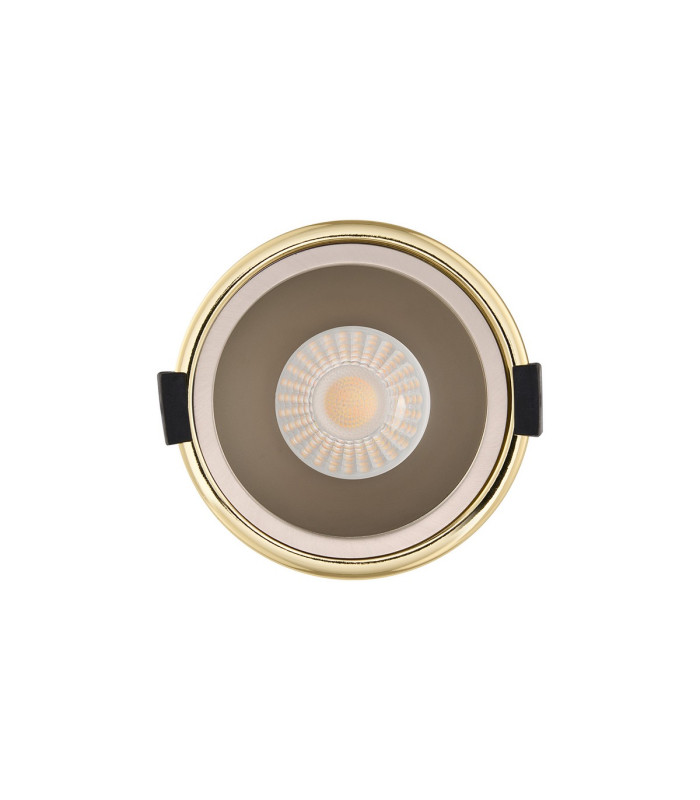 Montauk 5/8W Triac Dimmable 4CCT LED Fire Rated Downlight Satin Nickel Inner & Gold Trim IP65 -8