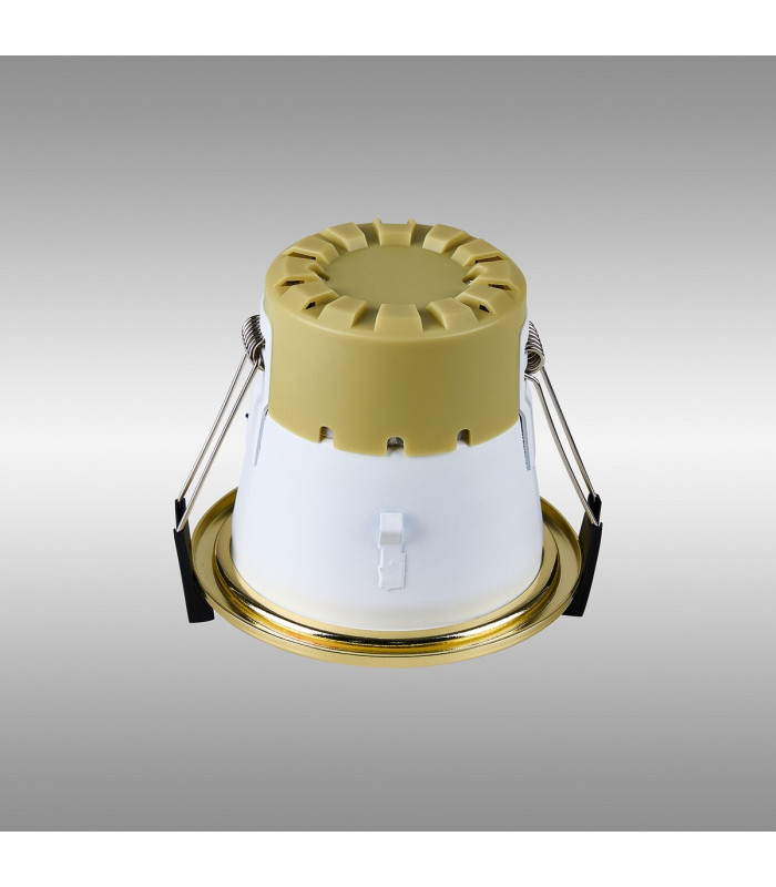 Montauk 5/8W Triac Dimmable 4CCT LED Fire Rated Downlight Satin Nickel Inner & Gold Trim IP65 -15