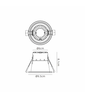 Montauk 5/8W Triac Dimmable 4CCT LED Fire Rated Downlight White Inner & Black Trim IP65 -2