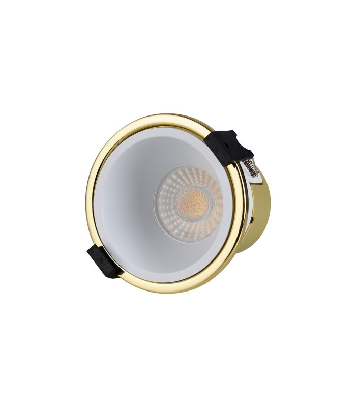 Montauk 5/8W Triac Dimmable 4CCT LED Fire Rated Downlight White Inner & Gold Trim IP65 -4