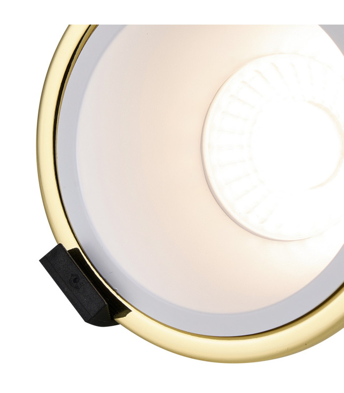 Montauk 5/8W Triac Dimmable 4CCT LED Fire Rated Downlight White Inner & Gold Trim IP65 -6