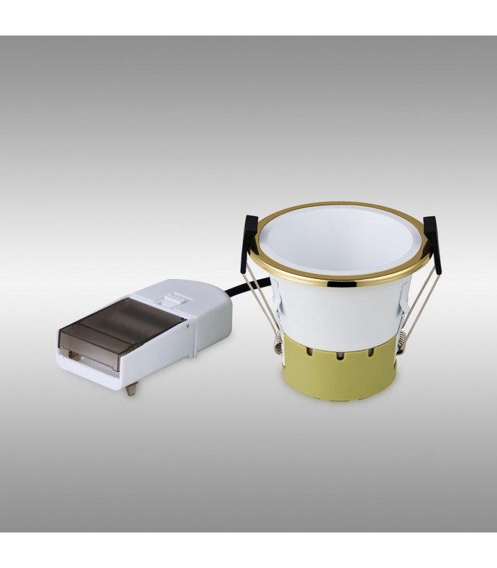 Montauk 5/8W Triac Dimmable 4CCT LED Fire Rated Downlight White Inner & Gold Trim IP65 -11