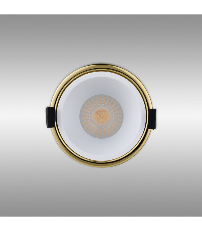 Montauk 5/8W Triac Dimmable 4CCT LED Fire Rated Downlight White Inner & Gold Trim IP65 -12