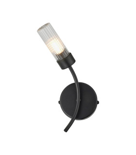 Lancaster Left Wall Lamp 1 Light G9 IP44 Satin Black/Clear Glass-1
