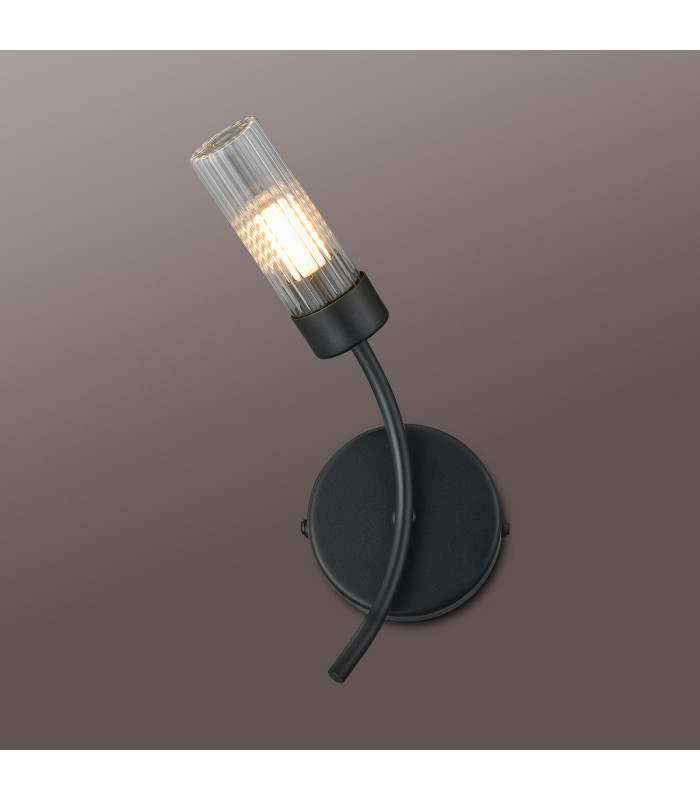 Lancaster Left Wall Lamp 1 Light G9 IP44 Satin Black/Clear Glass-3