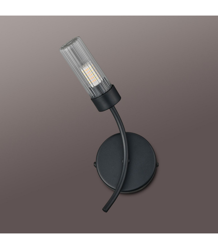 Lancaster Left Wall Lamp 1 Light G9 IP44 Satin Black/Clear Glass-7