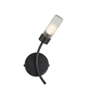 Lancaster Right Wall Lamp 1 Light G9 IP44 Satin Black/Clear Glass-1