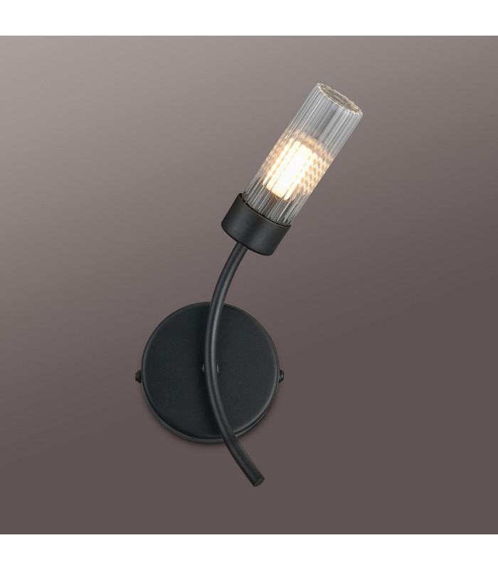 Lancaster Right Wall Lamp 1 Light G9 IP44 Satin Black/Clear Glass-3