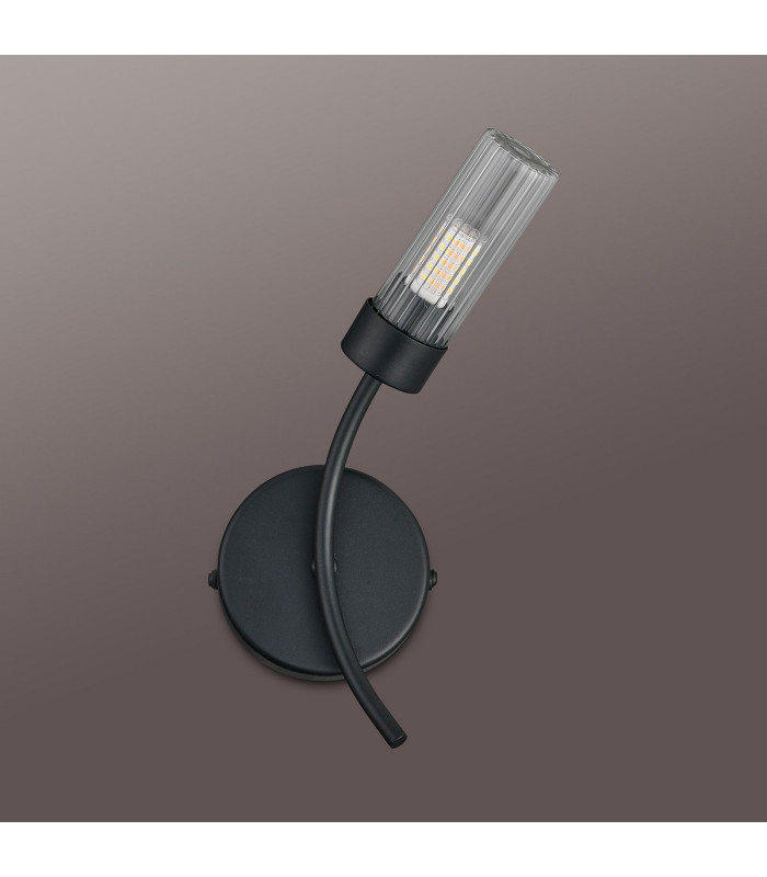 Lancaster Right Wall Lamp 1 Light G9 IP44 Satin Black/Clear Glass-7
