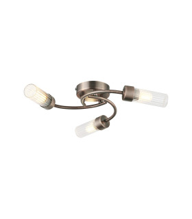 Lancaster 46.5cm Flush Ceiling 3 Light G9 IP44 Bronze/Clear Glass-1