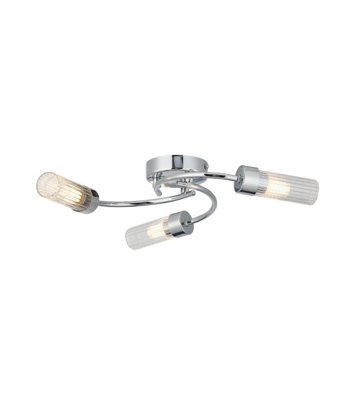 Lancaster 46.5cm Flush Ceiling 3 Light G9 IP44 Polished Chrome/Clear Glass-1