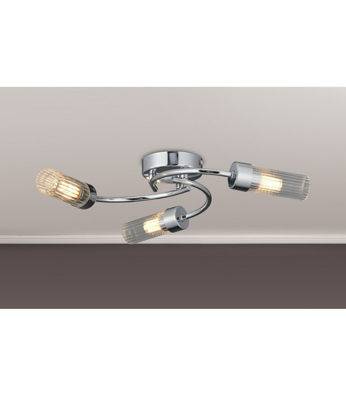 Lancaster 46.5cm Flush Ceiling 3 Light G9 IP44 Polished Chrome/Clear Glass-3