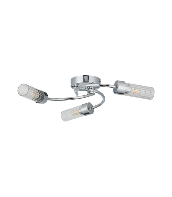 Lancaster 46.5cm Flush Ceiling 3 Light G9 IP44 Polished Chrome/Clear Glass-4