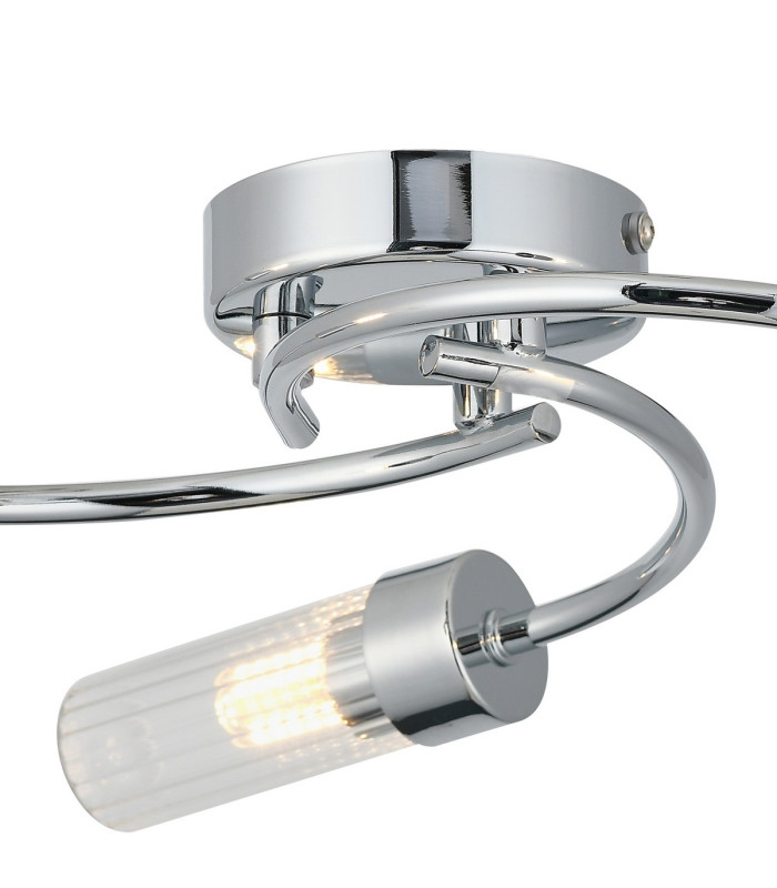 Lancaster 46.5cm Flush Ceiling 3 Light G9 IP44 Polished Chrome/Clear Glass-5