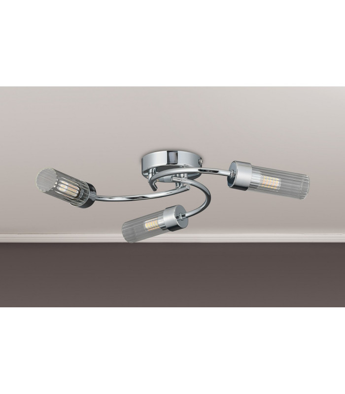 Lancaster 46.5cm Flush Ceiling 3 Light G9 IP44 Polished Chrome/Clear Glass-7