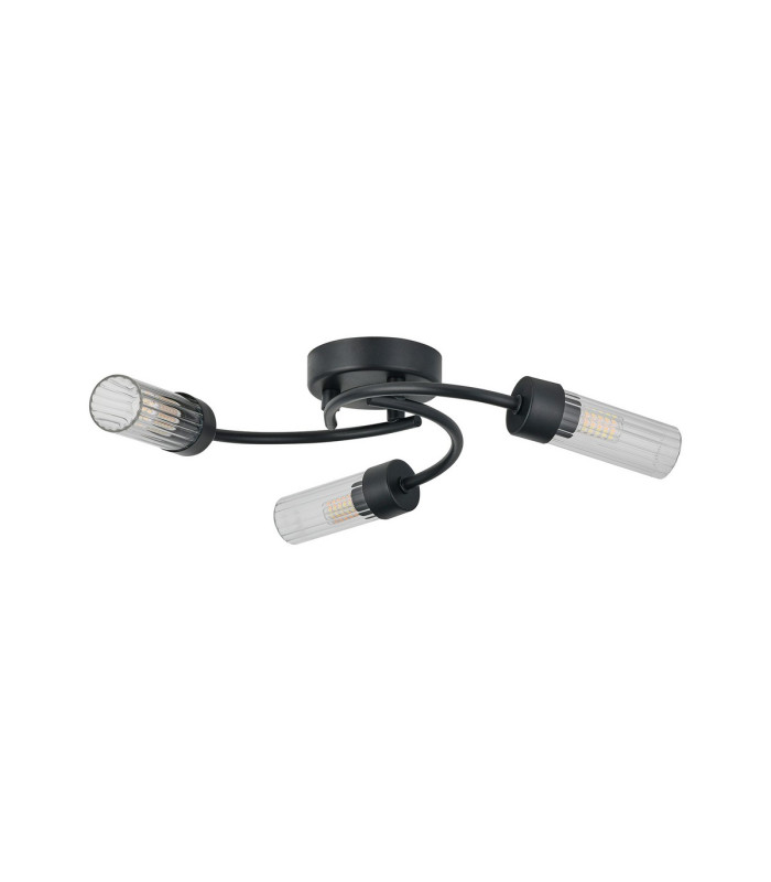 Lancaster 46.5cm Flush Ceiling 3 Light G9 IP44 Satin Black/Clear Glass-4