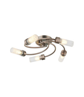 Lancaster 50.5cm Flush Ceiling 5 Light G9 IP44 Bronze/Clear Glass-1